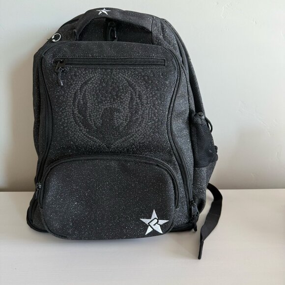 Rebel Athletic Cheer Backpack Black Sparkle Glitter Star Full Size Bag *READ - Picture 1 of 15